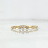 Anillo Lagrima Morse 0.75gr / T5 3/4 / Circones Blancos Oro Amarillo ©