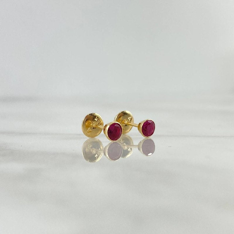 Topos Bisel 0.45gr / 3mm Circon Fucsia Oro Amarillo 18K