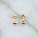 Topos Bisel 0.55gr / 4mm Circon Fucsia Oro Amarillo (Joya)