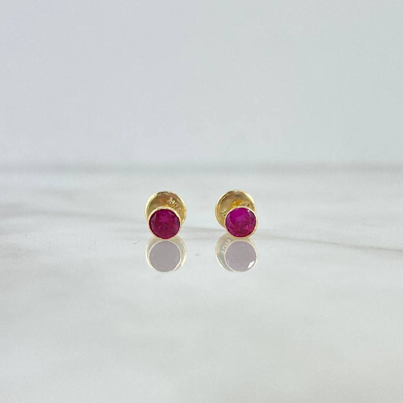 Topos Bisel 0.45gr / 3mm Circon Fucsia Oro Amarillo 18K