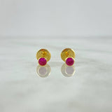 Topos Bisel 0.45gr / 3mm Circon Fucsia Oro Amarillo (Joya)