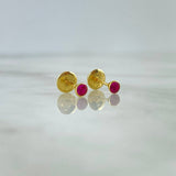 Topos Bisel 0.45gr / 3mm Circon Fucsia Oro Amarillo (Joya)