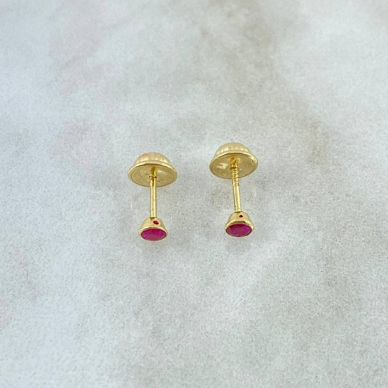 Topos Bisel 0.45gr / 3mm Circon Fucsia Oro Amarillo (Joya)