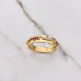 Anillo Eslabones 10.5gr / T11 1/2 / Circones Blancos Fucsias Oro Amarillo &