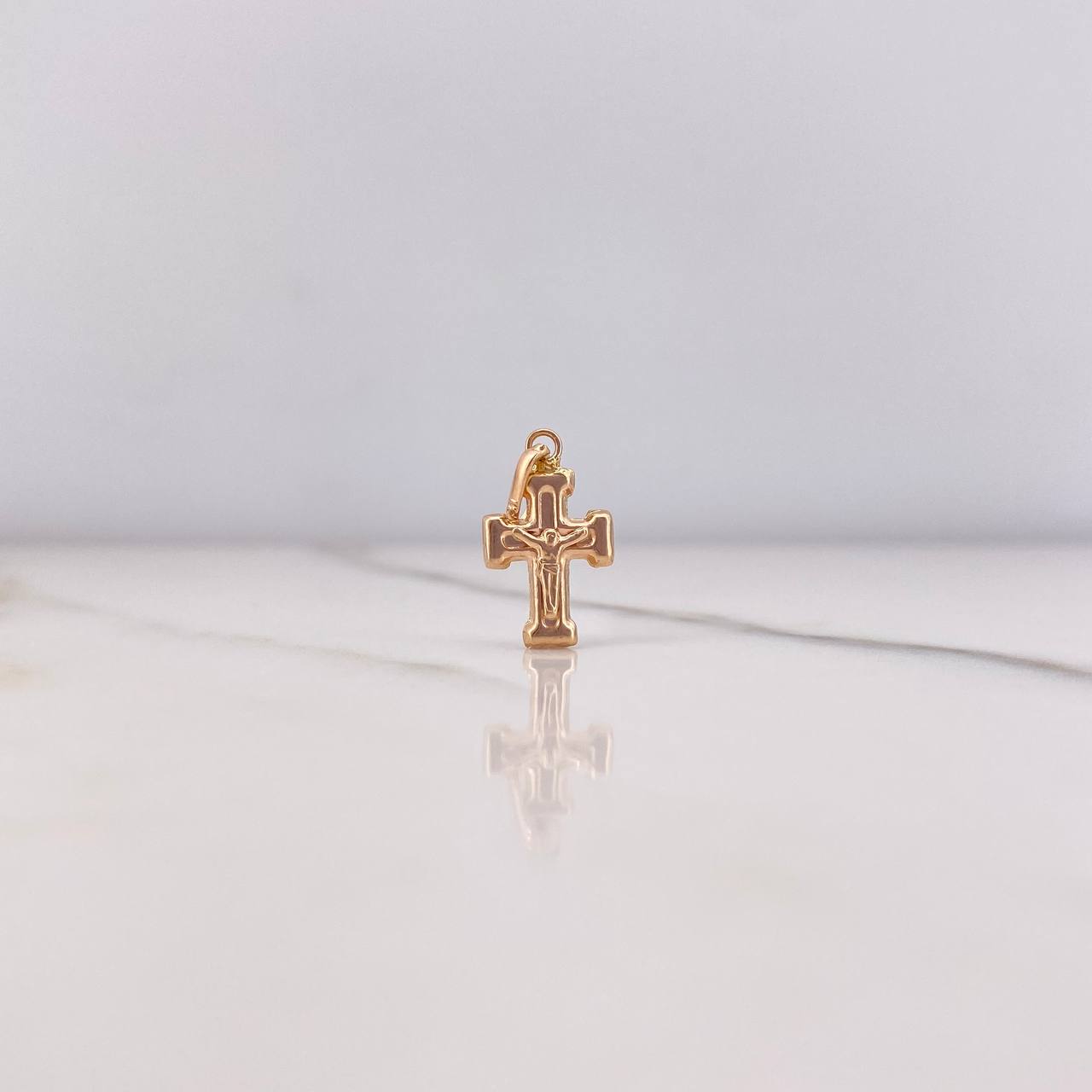 Dije Cruz Cristo 0.55gr / 2cm / Troquelado Oro Rosa &