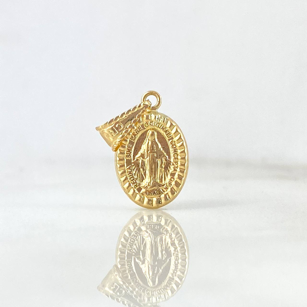 Dije Virgen Milagrosa 0.7gr / 2.2cm / Bordeada Oro Amarillo