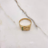 Anillo Cruz Gotica 6.15gr / T11 1/2 / Circones Verdes Blancos Oro Amarillo $