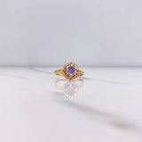 Anillo Flor De Loto 2gr / T7 1/2 / Circones Morados Oro Amarillo $