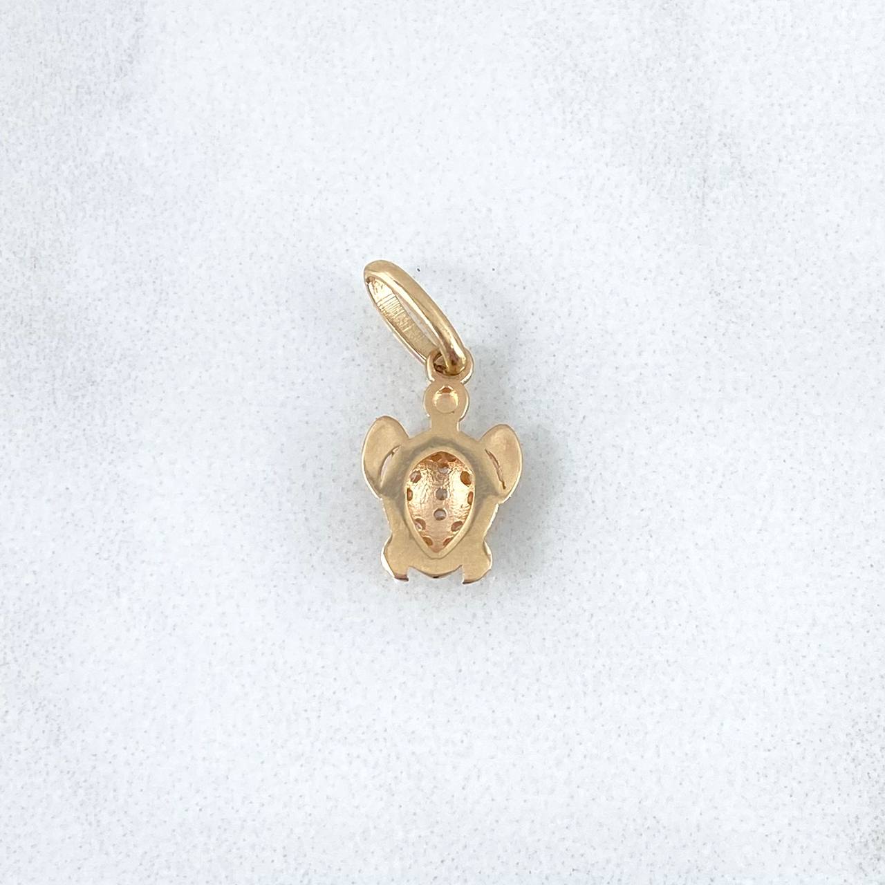 Dije Tortuga 0.85gr / 1.8cm / Circones Blancos Oro Amarillo