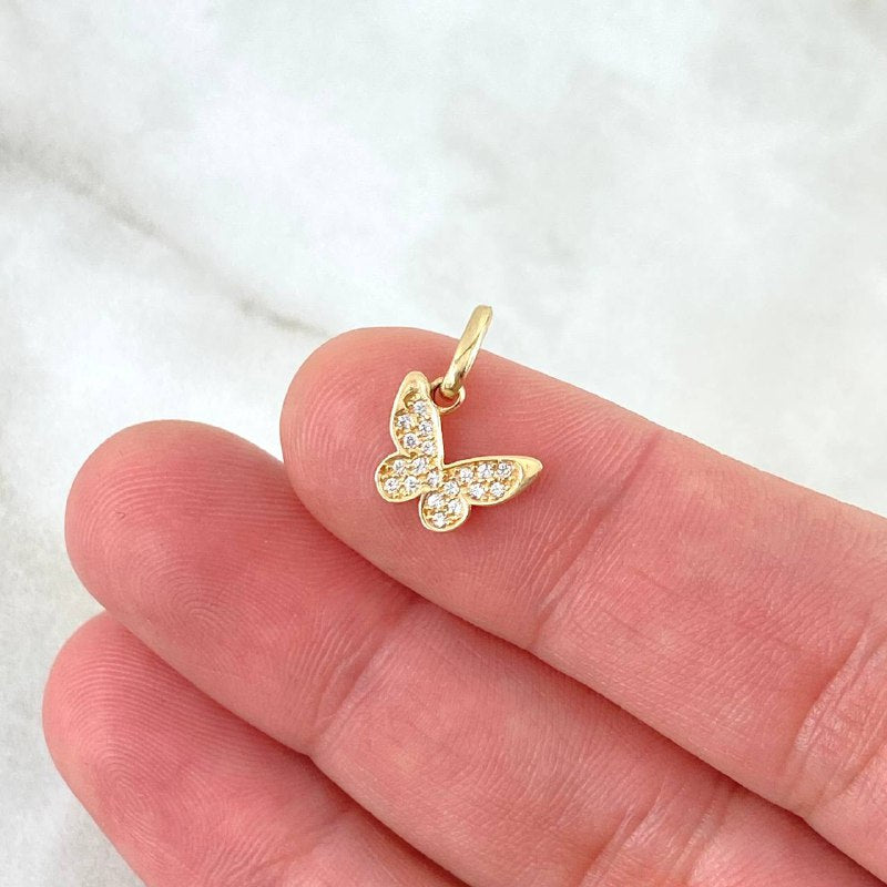 Dije Mariposa 0.75gr / 1.3cm / Circones Blancos Oro Amarillo *