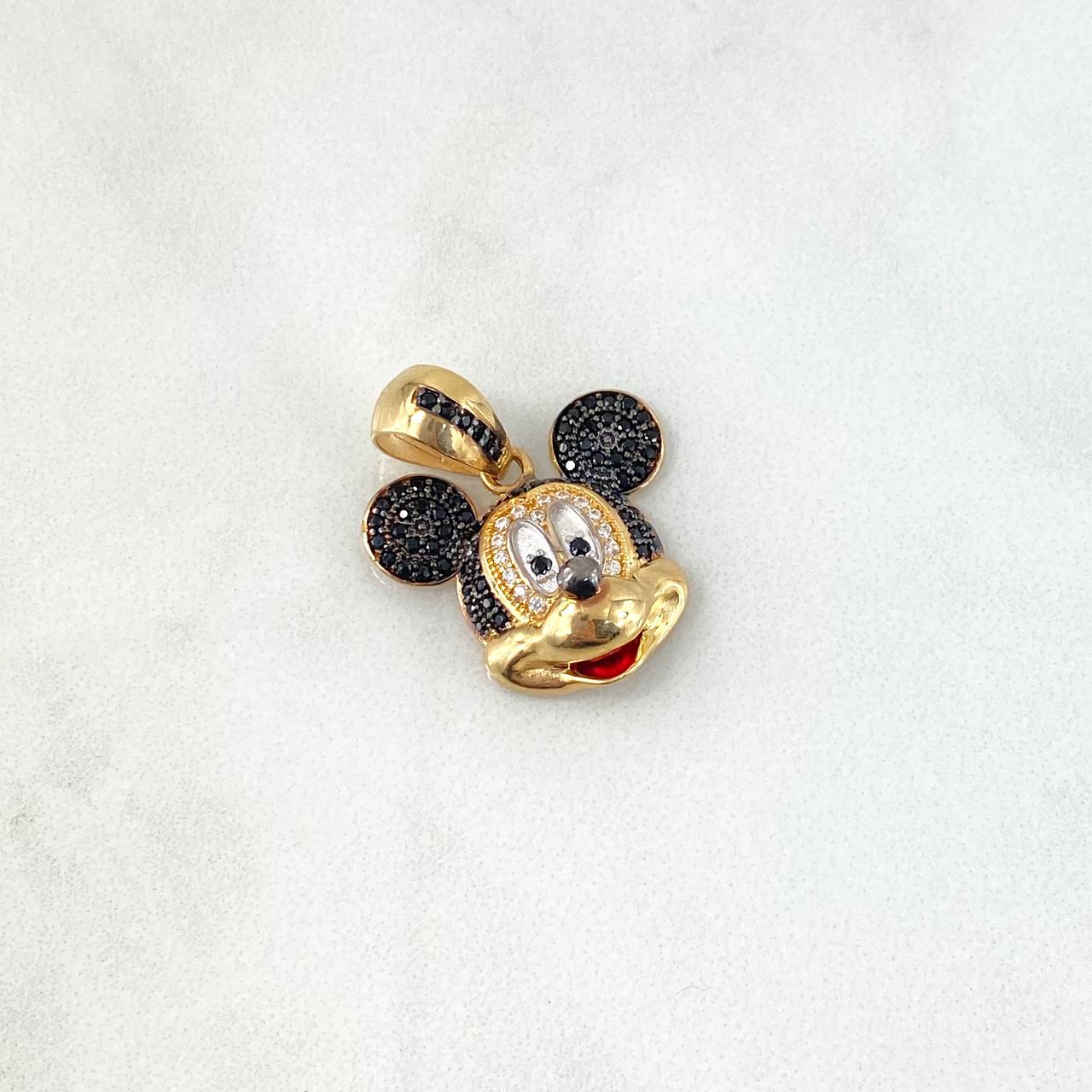 Dije Raton Mickey 3.6gr / 2.5cm / Circones Negros Blancos Oro Amarillo