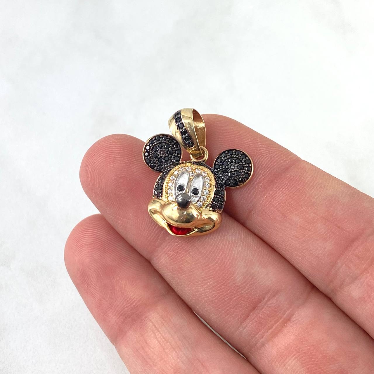 Dije Raton Mickey 3.6gr / 2.5cm / Circones Negros Blancos Oro Amarillo