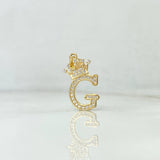 Dije Letra G Corona 1.7gr / 2.6cm / Circones Blancos Oro Amarillo