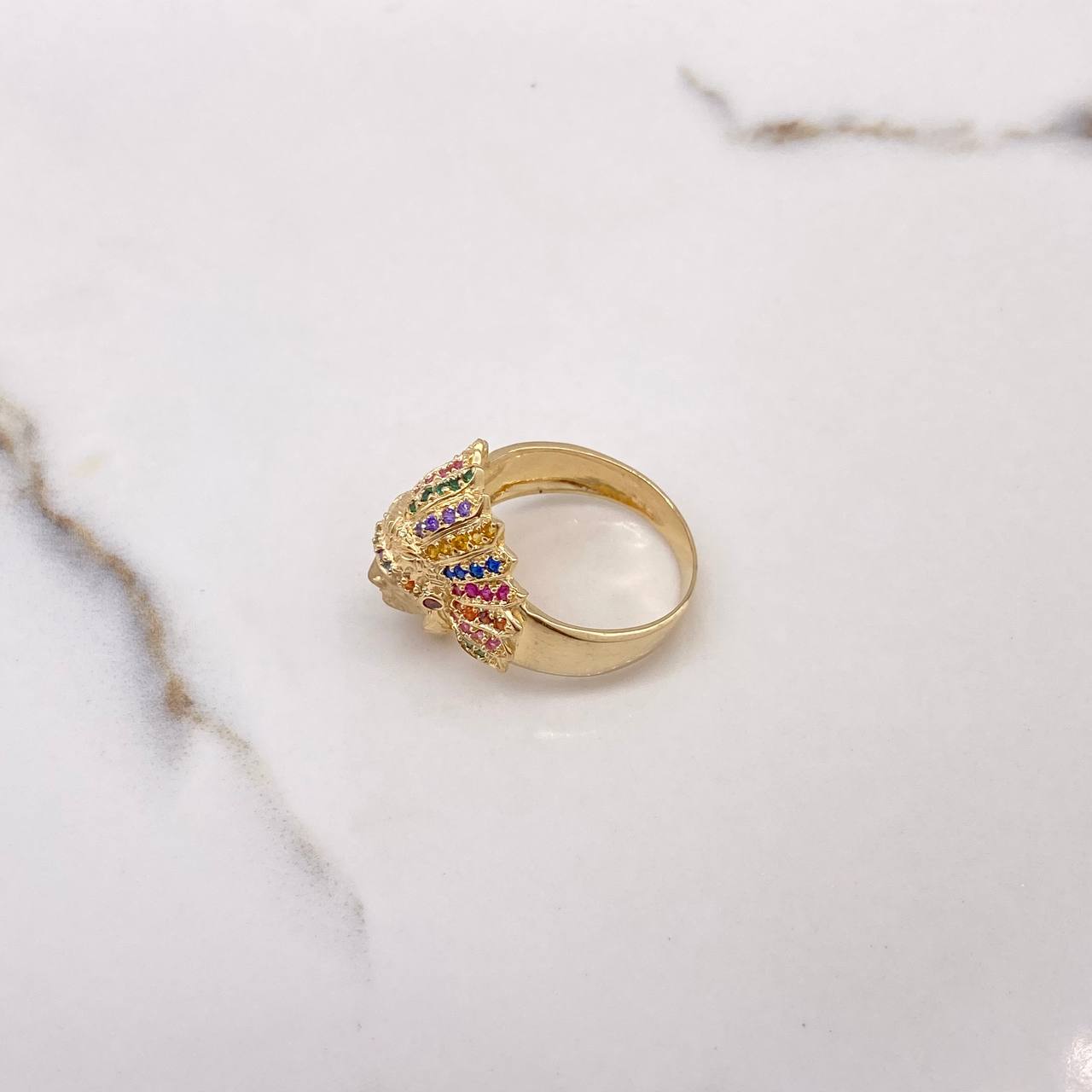 Anillo Indio 9.2gr / T10 / Circones Colores Oro Amarillo $