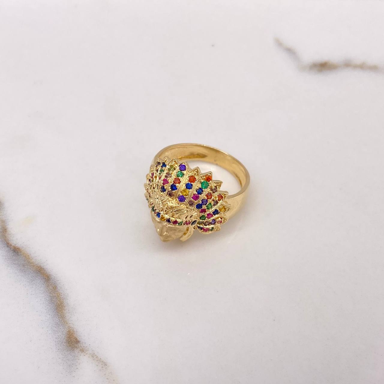 Anillo Indio 9.1gr / T9 / Circones Colores Oro Amarillo $