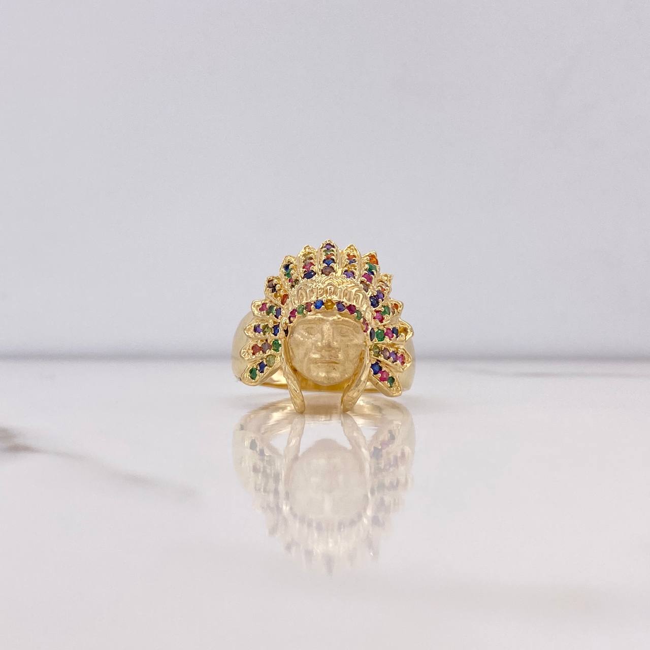 Anillo Indio 9.1gr / T9 / Circones Colores Oro Amarillo $