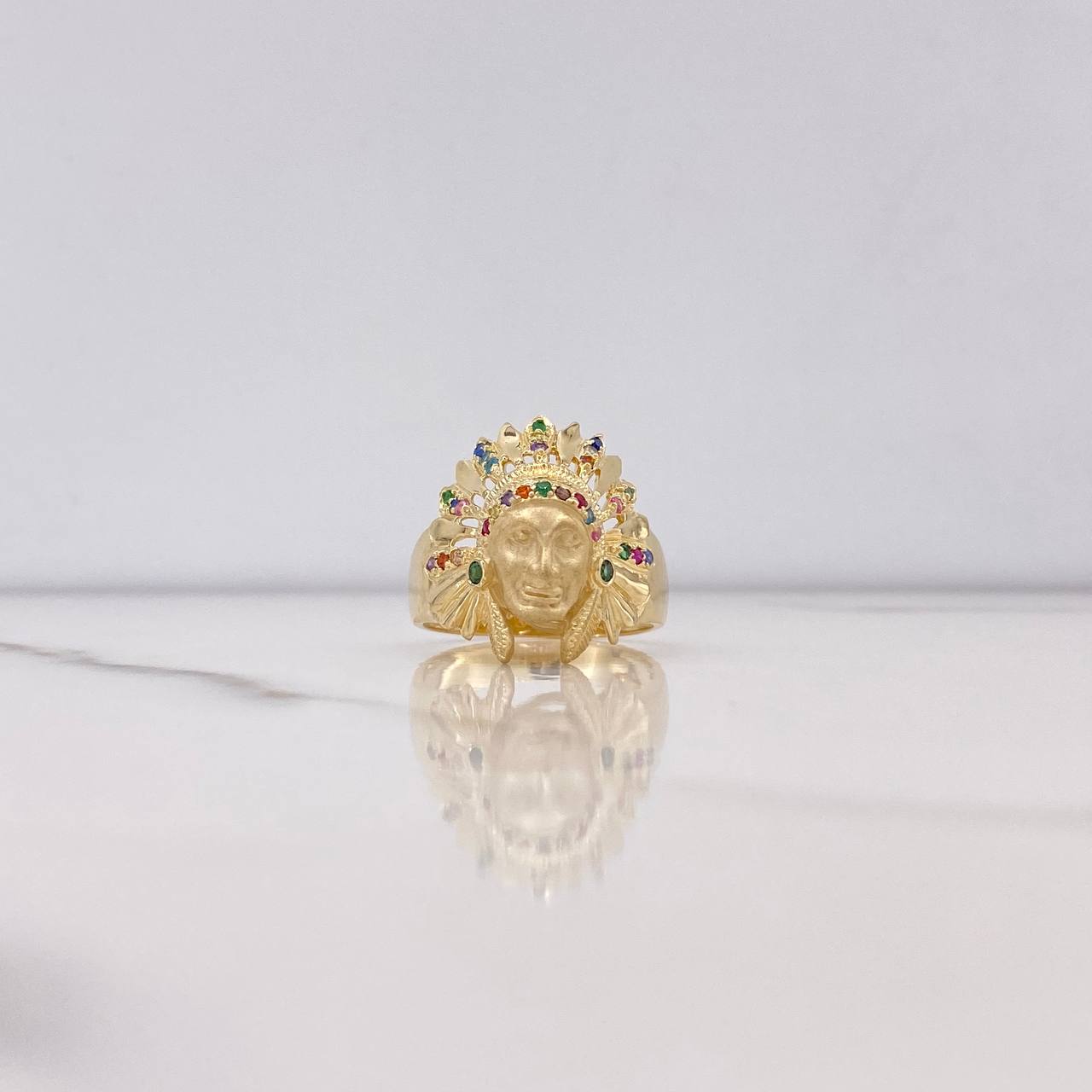 Anillo Indio 7.05gr / T9 1/4 / Circones Colores Oro Amarillo $