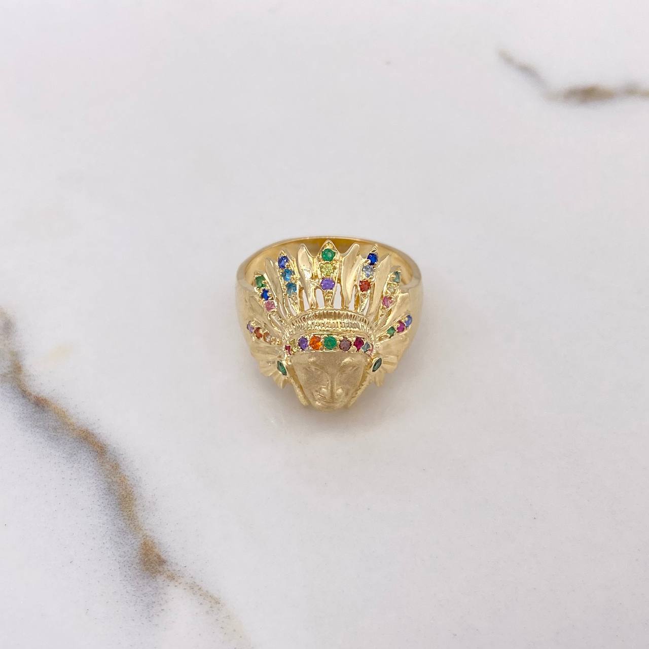 Anillo Indio 7.05gr / T9 1/4 / Circones Colores Oro Amarillo $