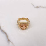 Anillo Escudo Corona 12.4gr / T9 1/2 / Circones Blancos Dos Oros Amarillo Rosa $