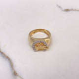 Anillo Herradura Caballo 7.7gr / T9 / Circones Blancos Dos Oros Amarillo Blanco $