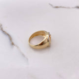 Anillo Herradura Caballo 7.7gr / T9 / Circones Blancos Dos Oros Amarillo Blanco $