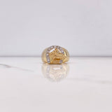 Anillo Herradura Caballo 7.7gr / T9 / Circones Blancos Dos Oros Amarillo Blanco $