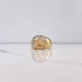 Anillo Herradura Caballo 7.7gr / T9 / Circones Blancos Dos Oros Amarillo Blanco $