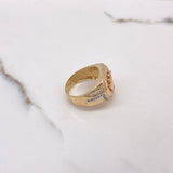 Anillo Escudo Corona 12.4gr / T9 1/2 / Circones Blancos Dos Oros Amarillo Rosa $