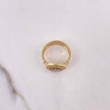 Anillo Correa Corona RX 5.8gr / T7 1/2 / Circones Blancos Tres Oros $