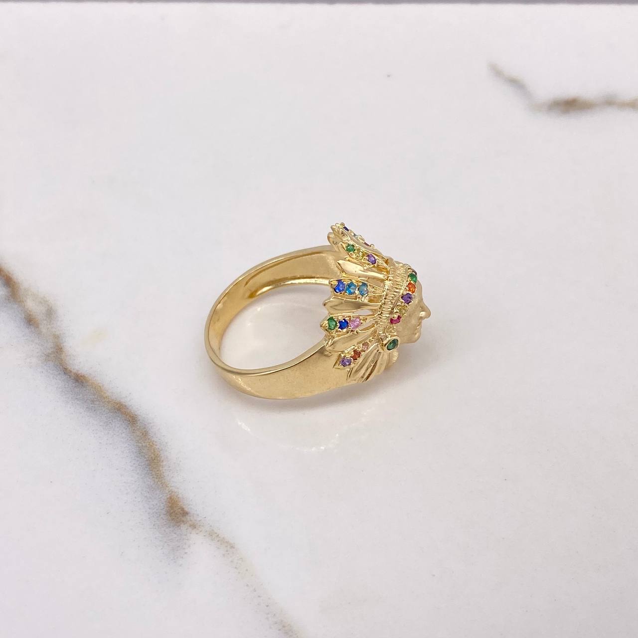 Anillo Indio 7.05gr / T9 1/4 / Circones Colores Oro Amarillo $