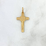 Dije Cruz Cristo San Benito 0.75gr / 2.7cm / Texturizada Oro Amarillo