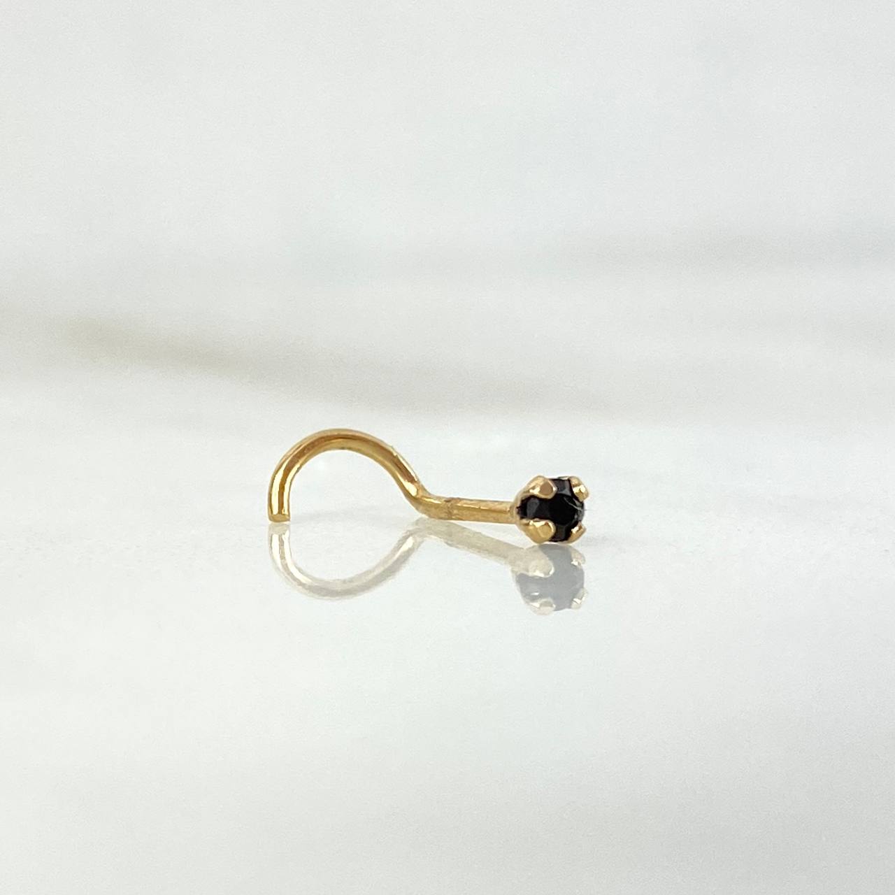 Piercing Chispa Curva 0.15gr / 0.7cm / Circon Negro Oro Amarillo (Joya) ©