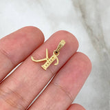 Dije Letra K Cursiva 0.9gr / 1.7cm / Circones Blancos Oro Amarillo