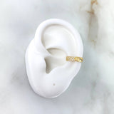 Piercing Earcuff Simulador 1.3gr / 1cm / Carril Triple Circones Blancos Oro Amarillo (Joya) ©