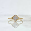 Anillo Trébol VCyA 1.4gr / T6 / Nacar Blanco Liso Oro Amarillo Nac.Esp.