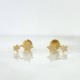 Topos Dos Estrellas Estela 0.9gr / 1cm / Circones Blancos Oro Amarillo