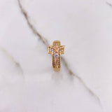 Anillo Cruz Cristo  5.4gr / T10 / Circones Blancos Tres Oros &