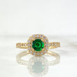 Anillo Solitario Halo 3.4gr / T7 3/4 / Circones Blancos Verdes Oro Amarillo