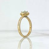 Anillo Solitario Halo 3.4gr / T7 3/4 / Circones Blancos Verdes Oro Amarillo