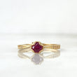 Anillo Solitario Garra Filigrana 1.95gr / T6 1/2 / Circones Blancos Fucsia Oro Amarillo