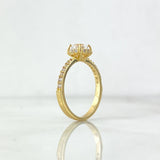 Anillo Solitario Halo 2.55gr / T5 1/2 / Circular Circones Blancos Oro Amarillo