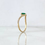 Anillo Tiara En V 1.4gr / T7 1/4 / Circones Blancos Verdes Oro Amarillo