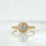 Anillo Solitario Halo 1.7gr / T5 1/2 / Circones Blancos Oro Amarillo