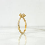 Anillo Solitario Halo 1.7gr / T5 1/2 / Circones Blancos Oro Amarillo