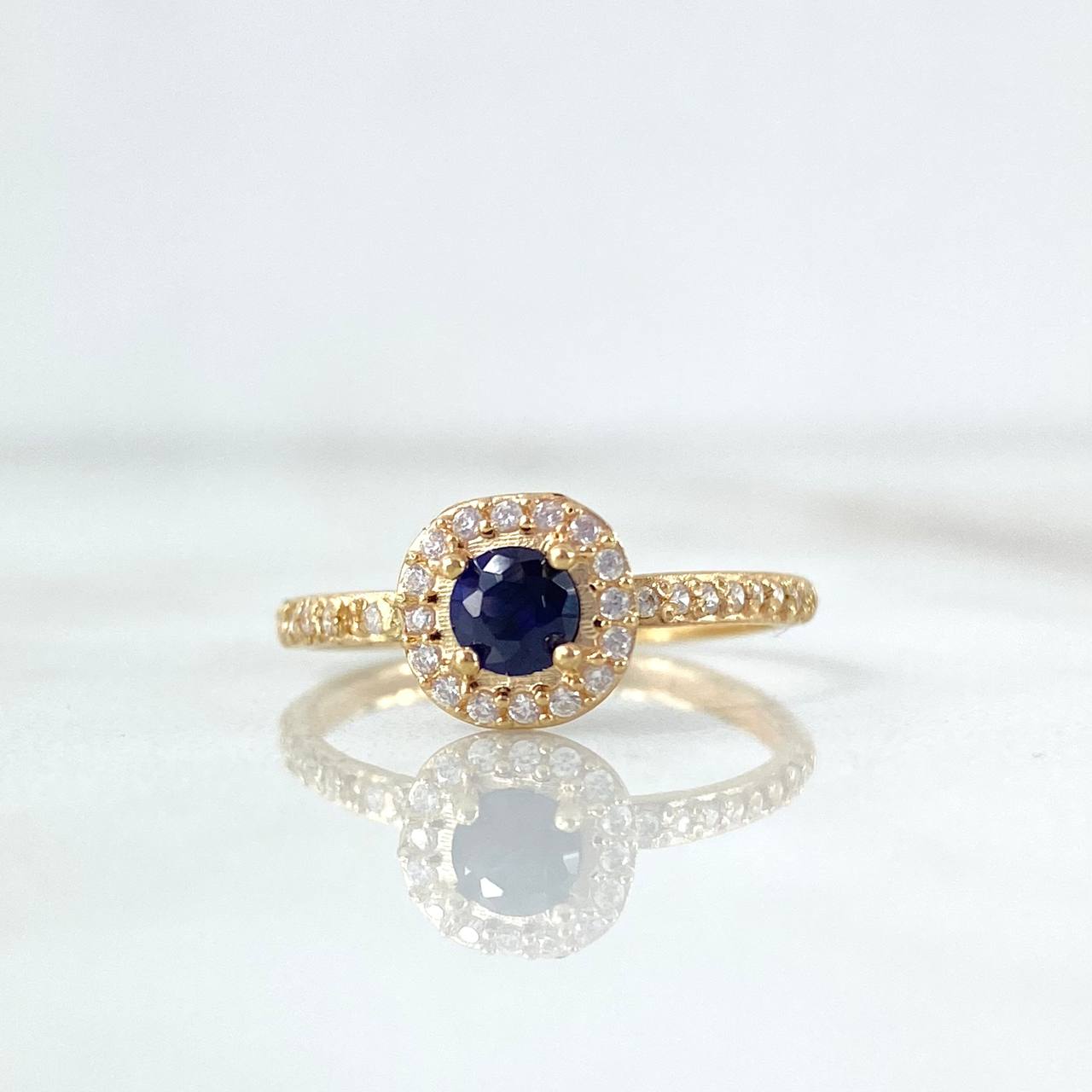 Anillo Solitario Halo 1.7gr / T6 / Circones Blancos Azul Oro Amarillo