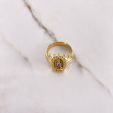 Anillo Virgen Guadalupe 7.75gr / T8 1/2 / Circones Fucsias Azules Blancos Oro Amarillo $