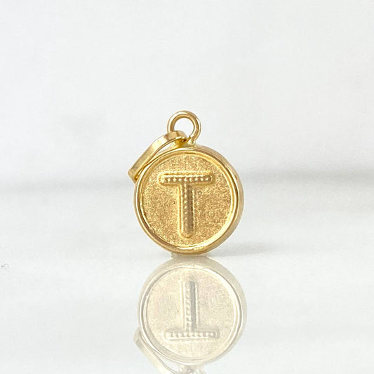 Dije Letra T 0.35gr / 1.5cm / Doble Faz Oro Amarillo