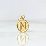 Dije Letra N 0.35gr / 1.5cm / Doble Faz Oro Amarillo