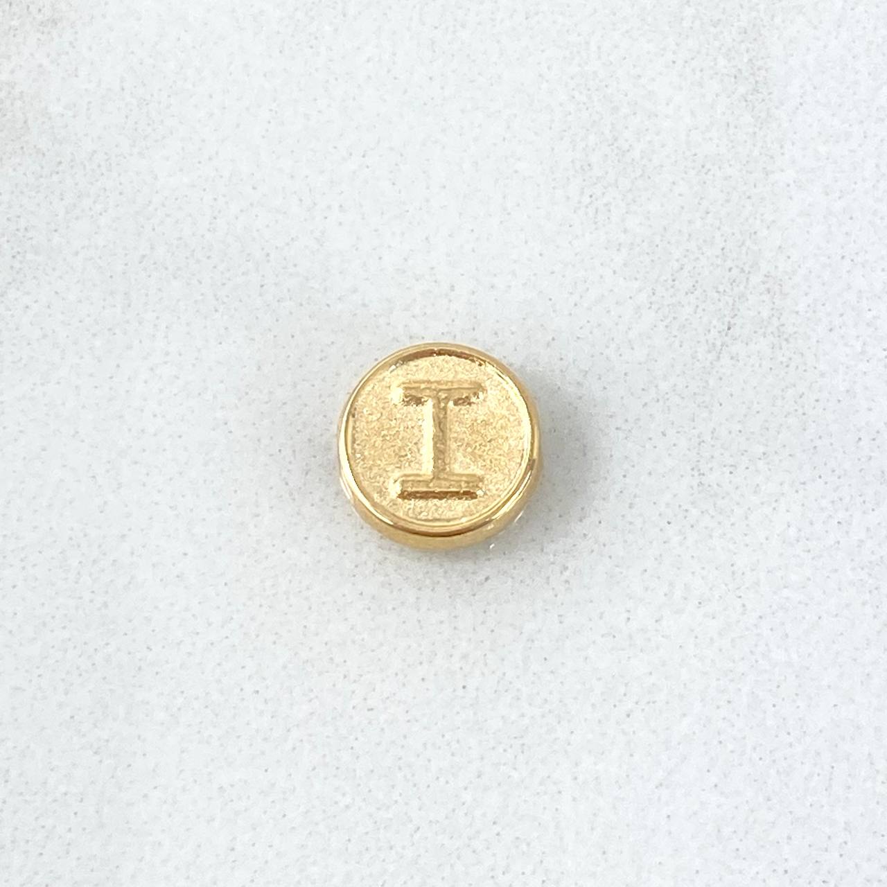 Herraje Letra I 0.25gr / 0.8cm / Tambor Doble Faz Oro Amarillo