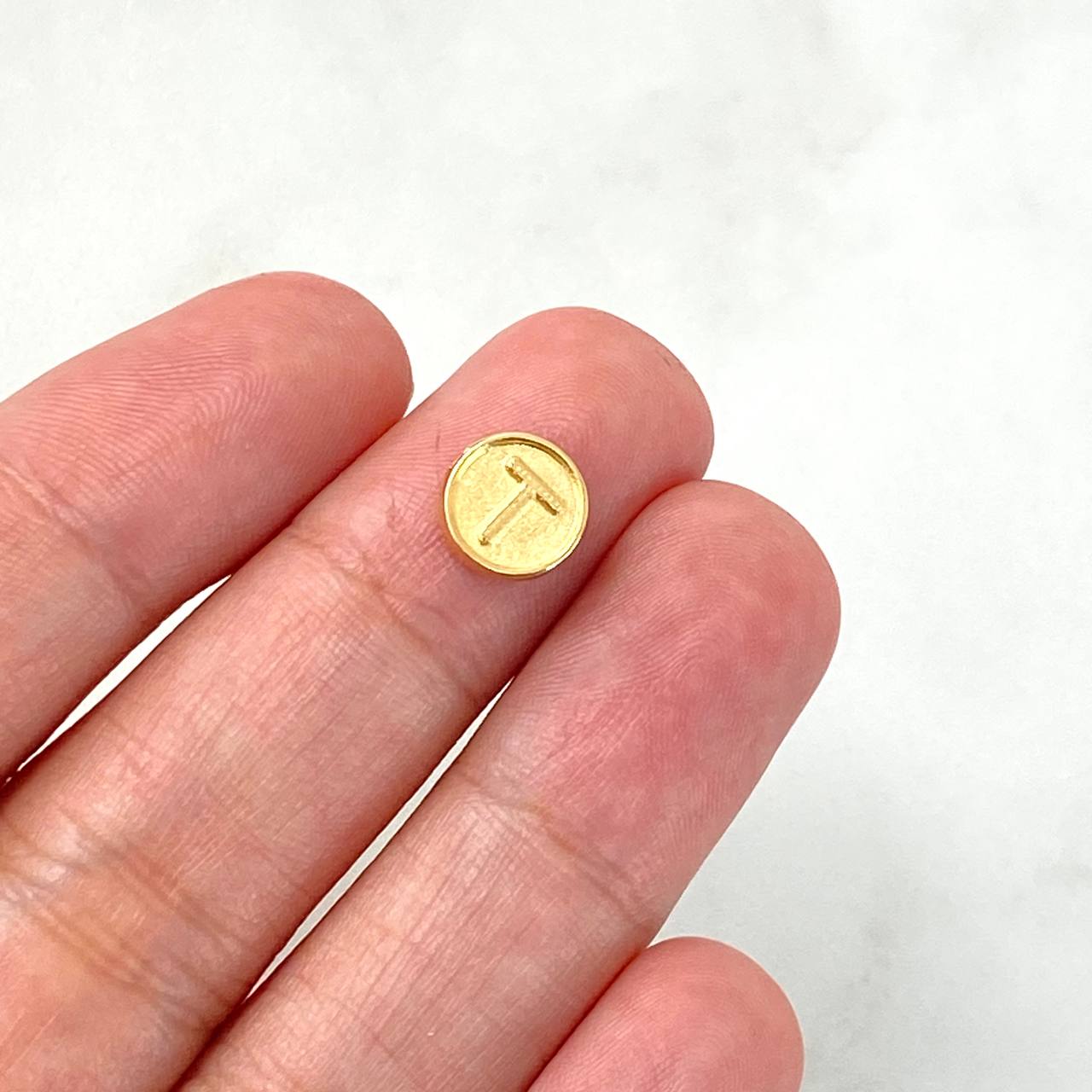 Herraje Letra T 0.25gr / 0.8cm / Tambor Doble Faz Oro Amarillo